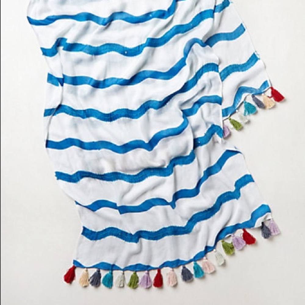 Anthropologie Stripe Tassel Fringe Scarf
